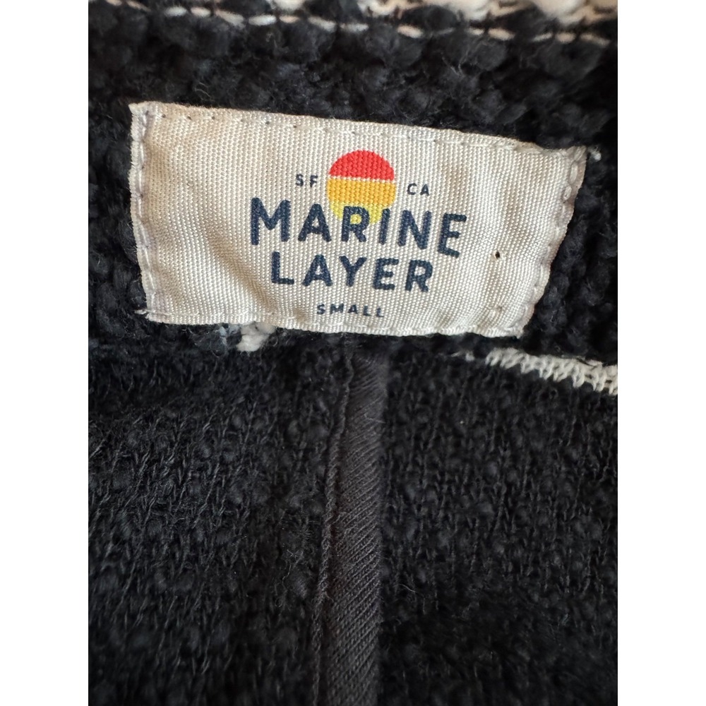 Marine Layer‎ Birdseye Coat Open Front Cardigan Black White Stripes Size Small - Picture 13 of 16